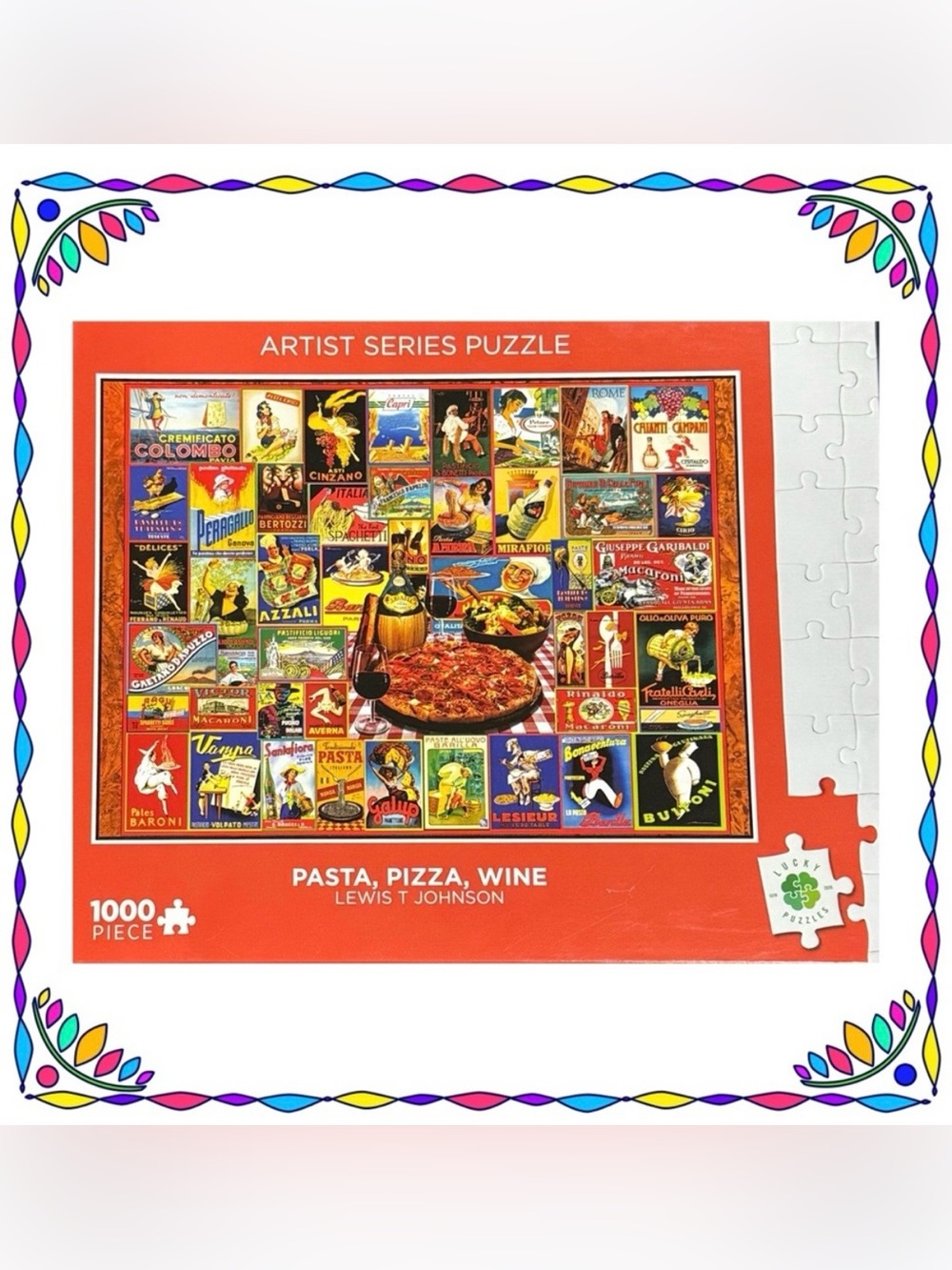Puzzle - Lucky Puzzles Artist Series - Past, Pizza, Wine - 1000 pieces -complete